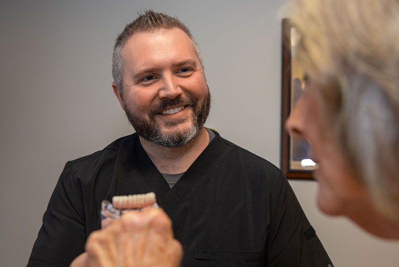 dr britt with implant model